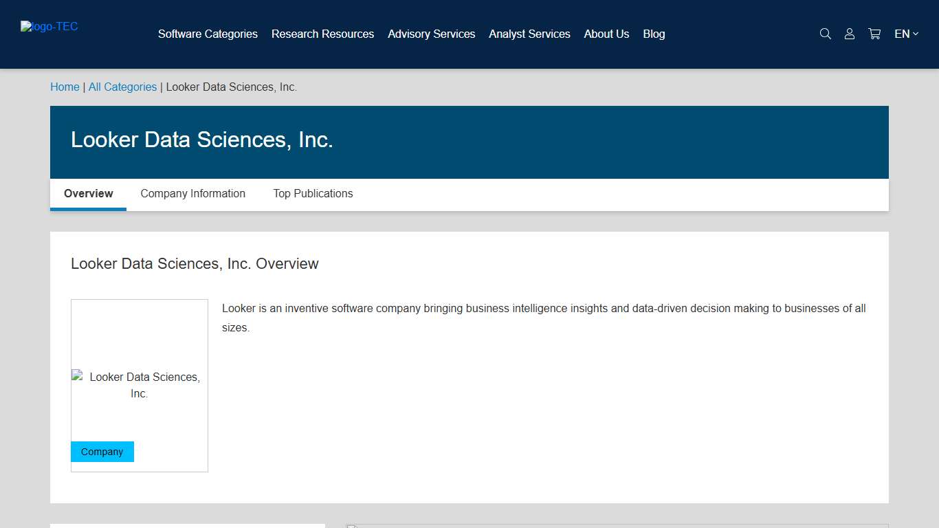Looker Data Sciences, Inc. Software Solutions: Company Overview & Research 2026 TEC