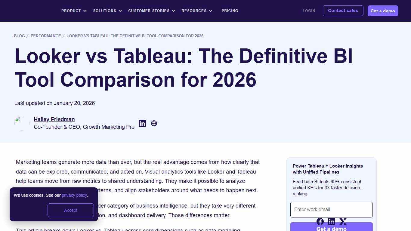Looker vs Tableau: The Ultimate BI Tool Comparison for 2026